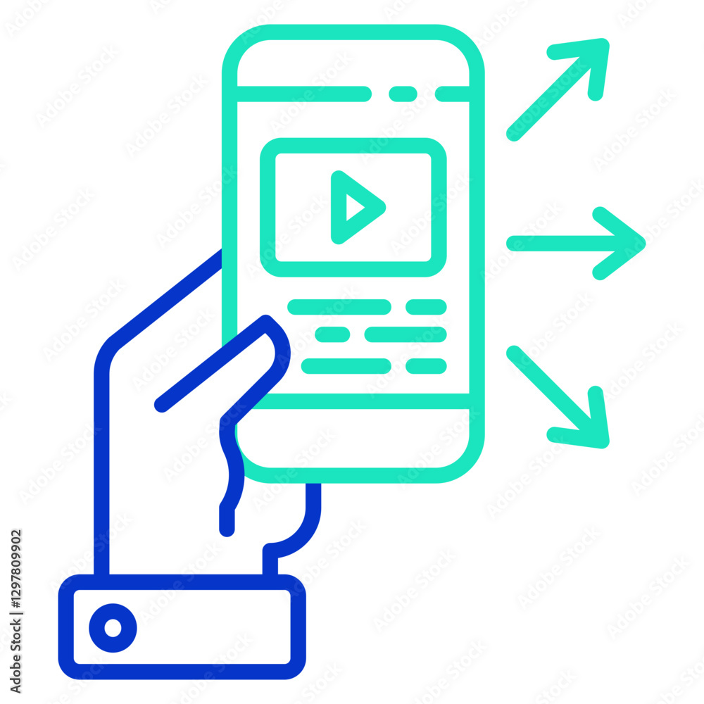 Share video outline dual color icon