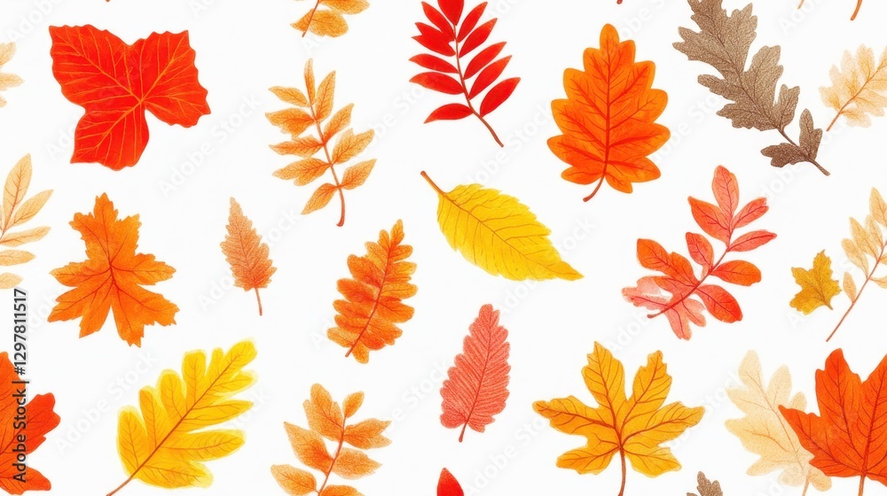 Fototapeta premium Colorful autumn leaves scattered on ground in a natural setting during fall season