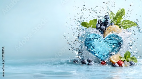 Infographic of a Blue Water Droplet Transforming into the Shape of a Heart Representing the Love and Inherent Value of Water as a Precious Natural Resource photo