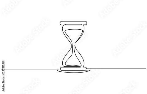 Continuous one line drawing of hourglass. One line drawing illustration of hourglass with flow sand, Hourglass continuous line art. Editable outline, Hourglass Continuous Line Icon.
