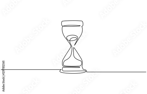 Continuous one line drawing of hourglass. One line drawing illustration of hourglass with flow sand, Hourglass continuous line art. Editable outline, Hourglass Continuous Line Icon.