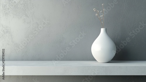 A minimalist porcelain vase with a smooth matte finish, placed on a modern shelf