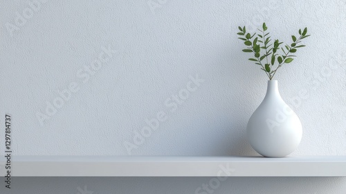A minimalist porcelain vase with a smooth matte finish, placed on a modern shelf
