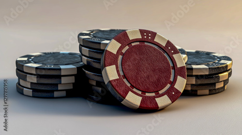 3D-rendered casino poker chips with a realistic, high-quality design photo