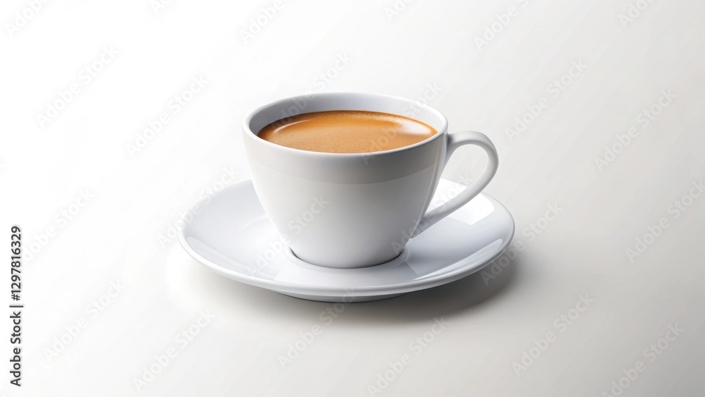 A freshly brewed cup of espresso sits on a pristine white saucer, ready to be enjoyed A freshly brewed cup of espresso sits on a pristine white saucer, ready to be enjoyed