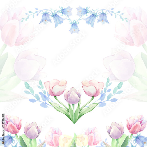 Floral composition. Plant. Heart. Watercolor