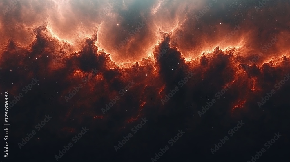 Fototapeta premium Fiery Nebula Cosmic Cloudscape