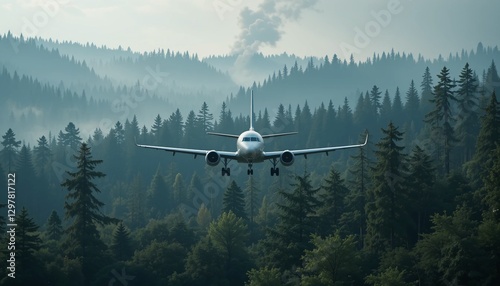 An airplane amidst woods