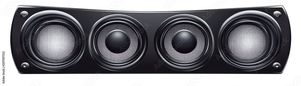 High-quality speaker system with three powerful drivers, isolated on white background. High-quality speaker system with three powerful drivers, isolated on white background.