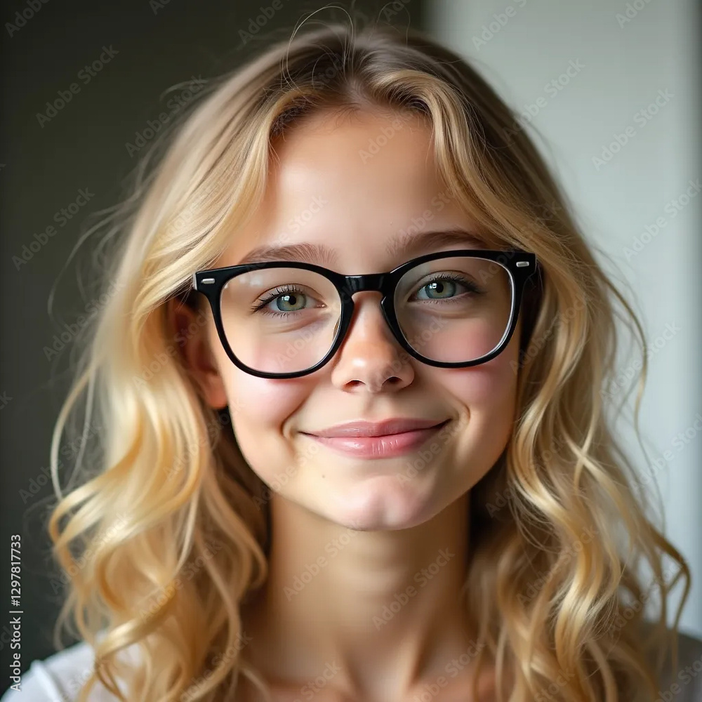 眼鏡をかけているかわいい少女のAI生成画像 眼鏡をかけているかわいい少女のAI生成画像