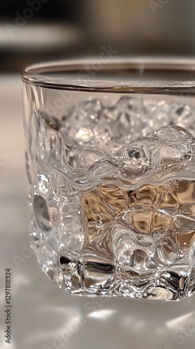 Elegant Glass of Whiskey Resting on a Table, Illuminated by Warm Sunlight in ...
