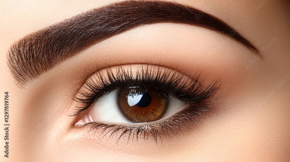 Obraz premium A high-resolution portrait of a woman featuring flawless, natural-looking brows