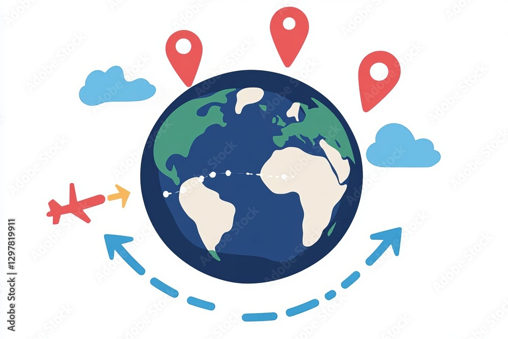 Naklejka premium Man as a Location Marker Next to a Red Pin – Travel and GPS Concept