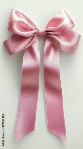 Beautiful Pink Satin Bow With Elegant Loops and Flowing Ribbons