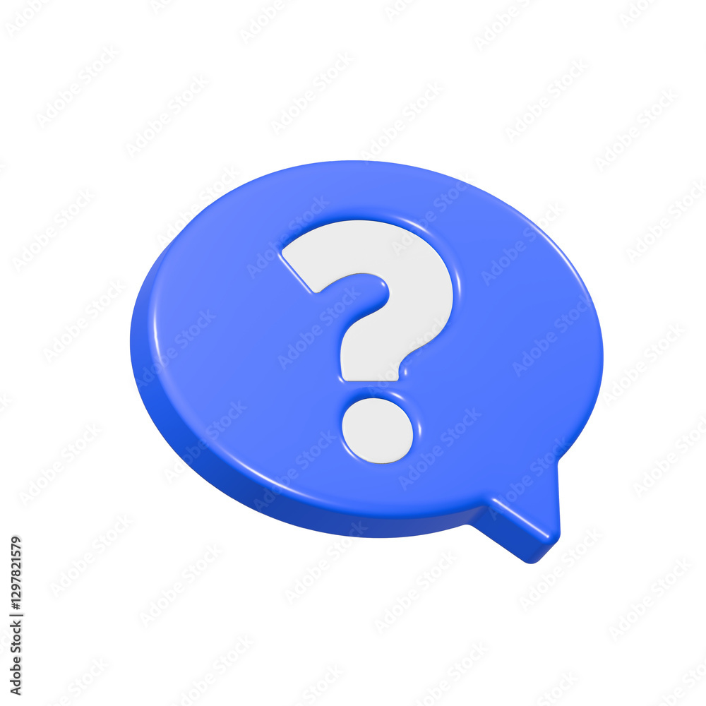 Talk question mark symbol 3d blue color Talk question mark symbol 3d blue color