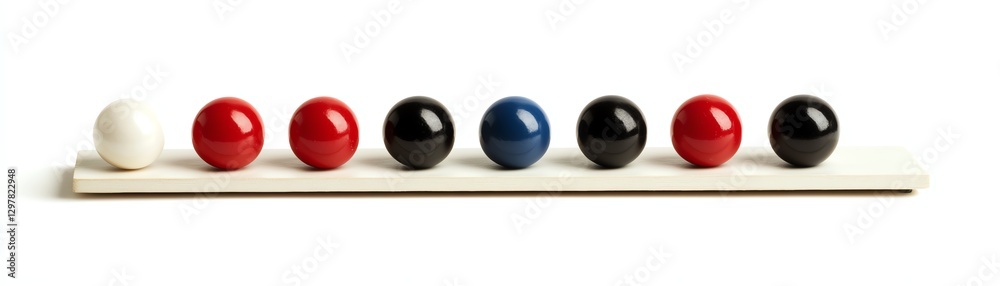 Colorful spherical objects arranged in a line on a minimalist background. Colorful spherical objects arranged in a line on a minimalist background.