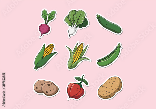Wallpaper Mural Vegetable Vector Set: Assorted Fresh Veggie Graphics Download Healthy Food Illustrations for Your Designs Torontodigital.ca