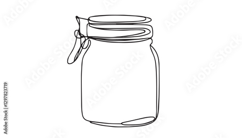 Continuous one single minimal line drawing jar
