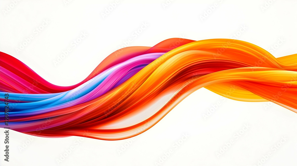 Abstract Colorful Wavy Lines with Gradient Blend on White Background in Studio Abstract Colorful Wavy Lines with Gradient Blend on White Background in Studio