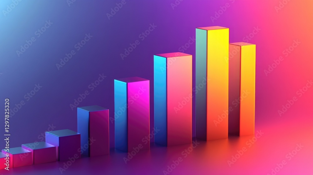 A D bar chart with a gradient color scheme and shadow effects, creating a visually striking representation of data for presentations or reports. A D bar chart with a gradient color scheme and shadow effects, creating a visually striking representation of data for presentations or reports.