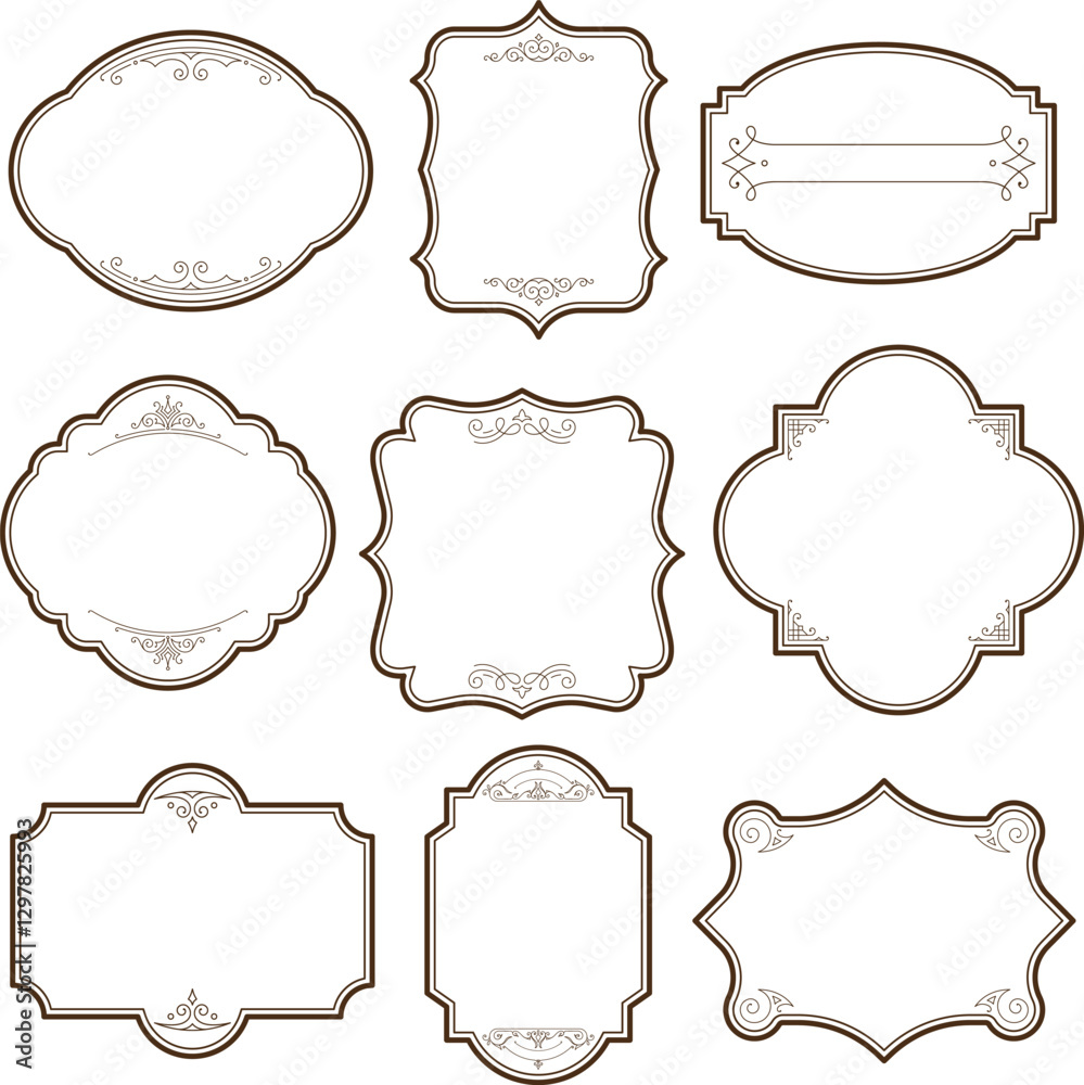 Obraz premium Vintage label design with monograms and frames
