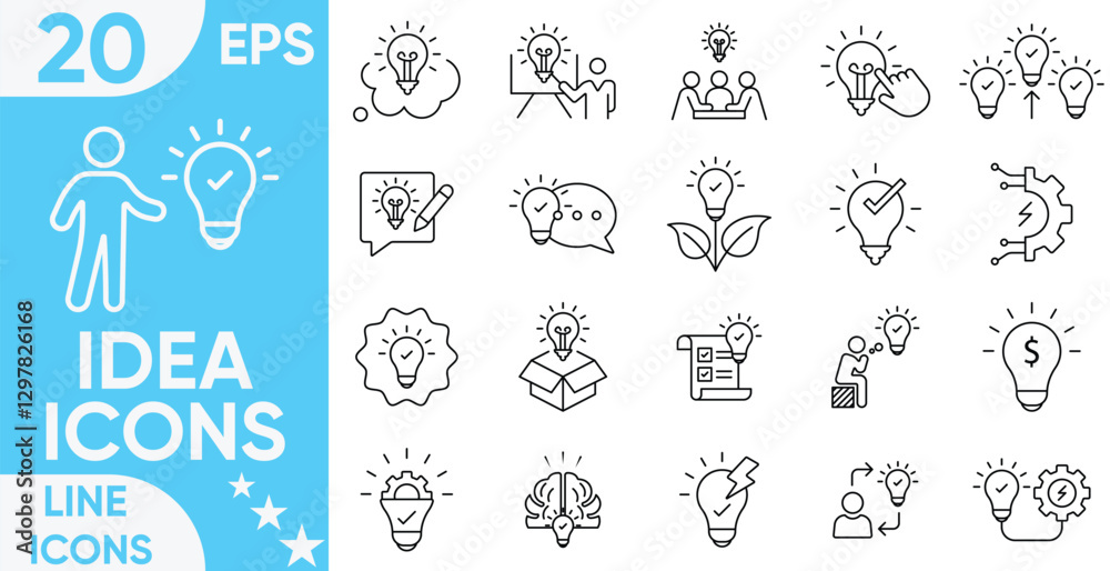 Idea icon set.teamwork, co-workers, cooperation, solution, motivation, brainstorming, goal, brainstorming, thinking, innovation and more.Vector and illustrator set. Idea icon set.teamwork, co-workers, cooperation, solution, motivation, brainstorming, goal, brainstorming, thinking, innovation and more.Vector and illustrator set.