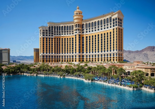 An overhead shot of the Mandalay Bay Hotel, a luxury resort on the Las Vegas Strip photo