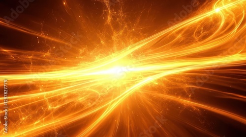 Fiery Abstract Energy Stream: A Glowing Burst of Golden Light