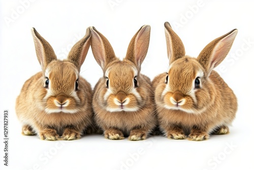 Cute Rabbits Sitting Side by Side on a Soft Surface in a Calm Indoor Setting