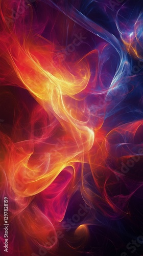 Colorful Abstract Swirls of Light and Energy Create a Vibrant Display of Move...
