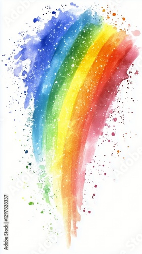 Colorful Rainbow Design With Vibrant Splashes and Textures on a White Background