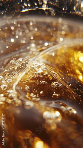 Elegant Glass of Whiskey Resting on a Table, Illuminated by Warm Sunlight in ...