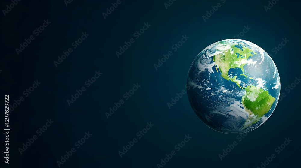 Fototapeta premium Earth, space, North America, dark background, environmental