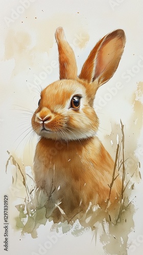Brown Rabbit Sitting on a Rock in a Grassy Field During Daytime