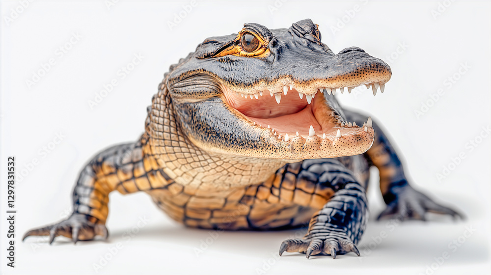 Fototapeta premium Realistic crocodile sculpture displays impressive details and vibrant colors in a close-up view
