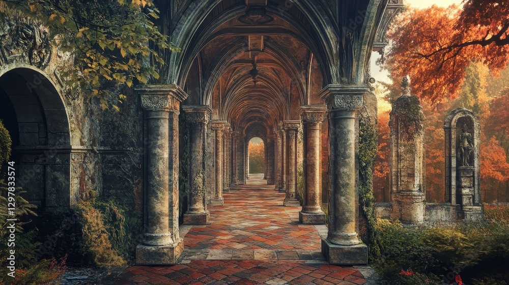 Grandiose archway with ornate columns, reminiscent of the Baroque era. It resembles the gateway to a magical realm. Grandiose archway with ornate columns, reminiscent of the Baroque era. It resembles the gateway to a magical realm.