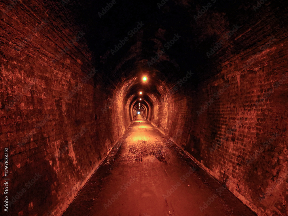 Underground tunnel and light at the end Underground tunnel and light at the end