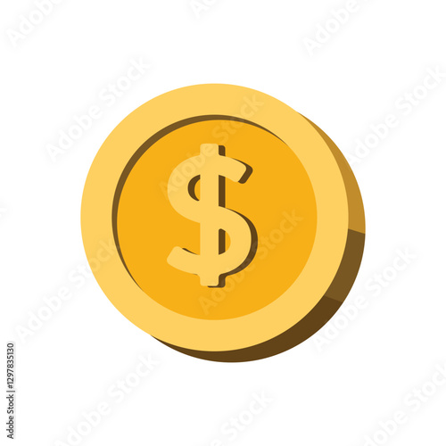 flat popup dollar gold coin