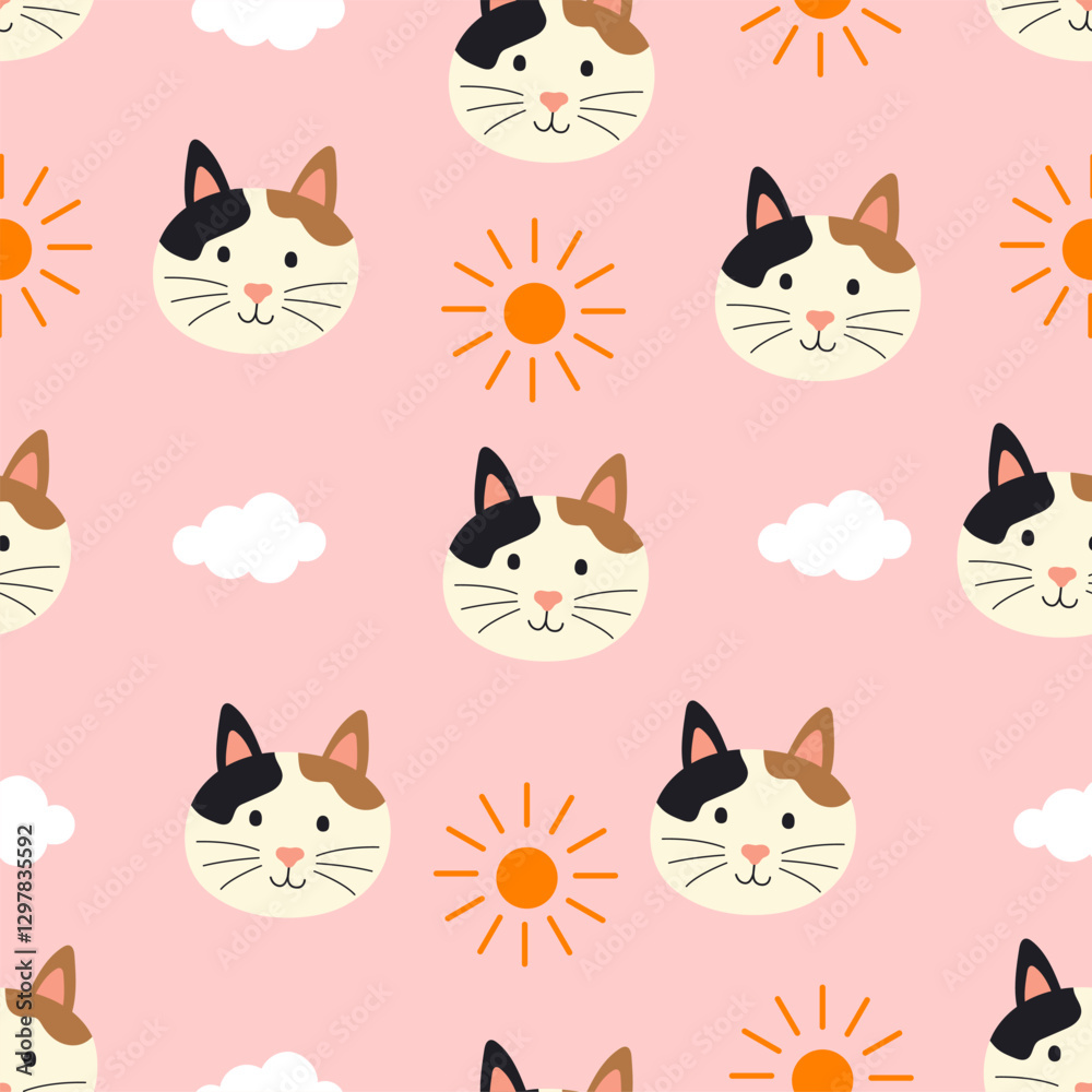 Cat Cartoon seamless pattern illustration Cat Cartoon seamless pattern illustration