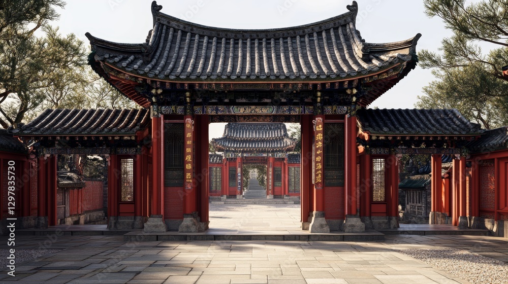 Korean and Chinese architectural marvels. Standalone temple, ornate gates. Traditional Chinatown structures. Korean and Chinese architectural marvels. Standalone temple, ornate gates. Traditional Chinatown structures.