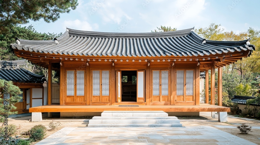 Korean traditional house with a classic design Korean traditional house with a classic design