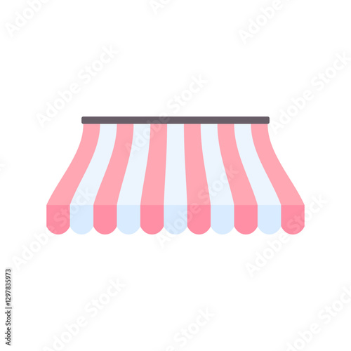 Simple and colorful stripe awning icon illustration, shape of an awning icon vector illustration perfect for shopping and retail themes