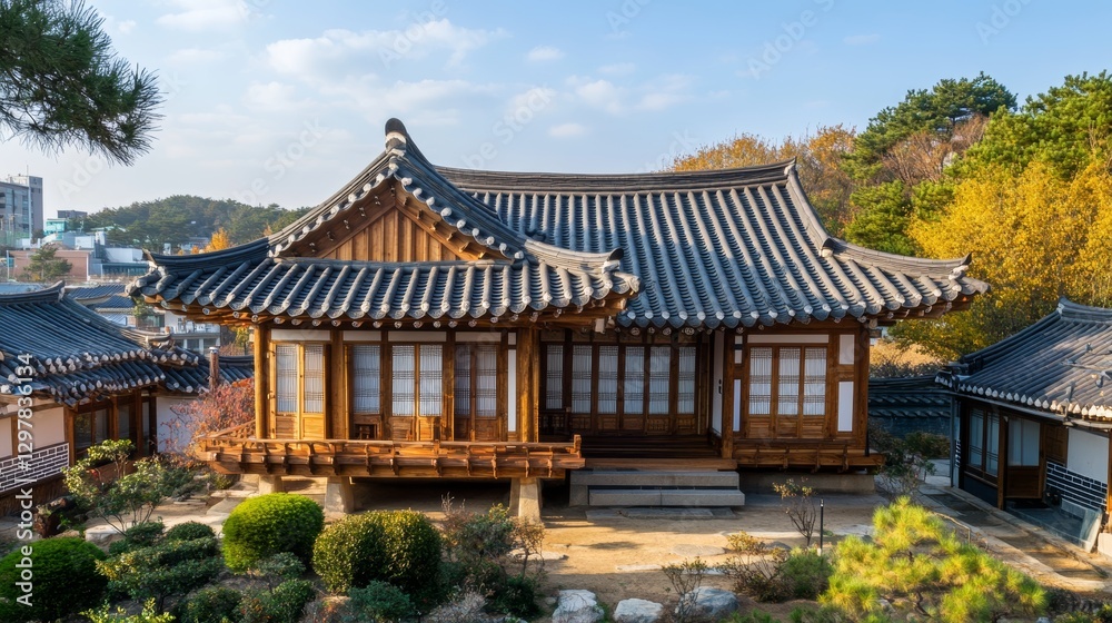 Korean traditional house with a classic design Korean traditional house with a classic design
