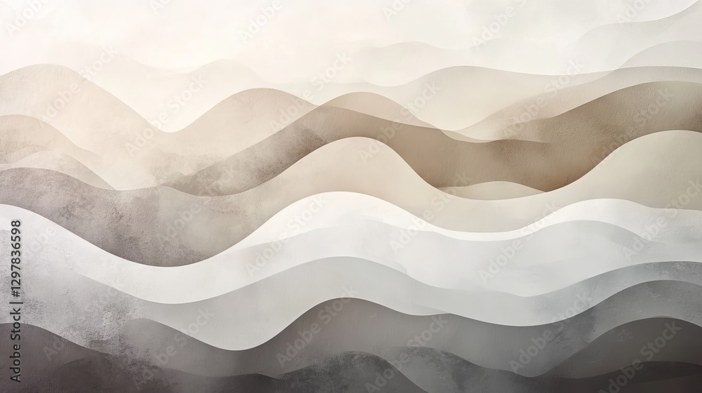 Obraz premium Abstract Beige Brown Watercolor Mountains Landscape Artistic Digital Painting Modern Minimalist Nature Background Texture Design Illustration Graphic