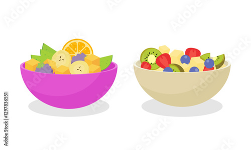 Healthy fresh fruit salad in a bowl vector