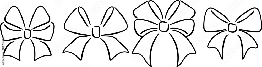 Assorted Bow Collection Line Art Vectors Assorted Bow Collection Line Art Vectors