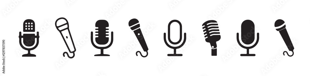 Microphone icon set. Different microphone collection. Vector. web and mobile icons. vector illustration. EPS 10
Microphone icon set. Different microphone collection. Vector. web and mobile icons. vector illustration. EPS 10