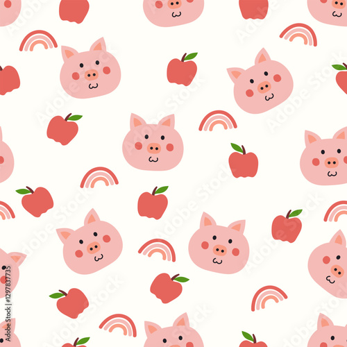 Wallpaper Mural Pig cartoon seamless pattern illustration Torontodigital.ca