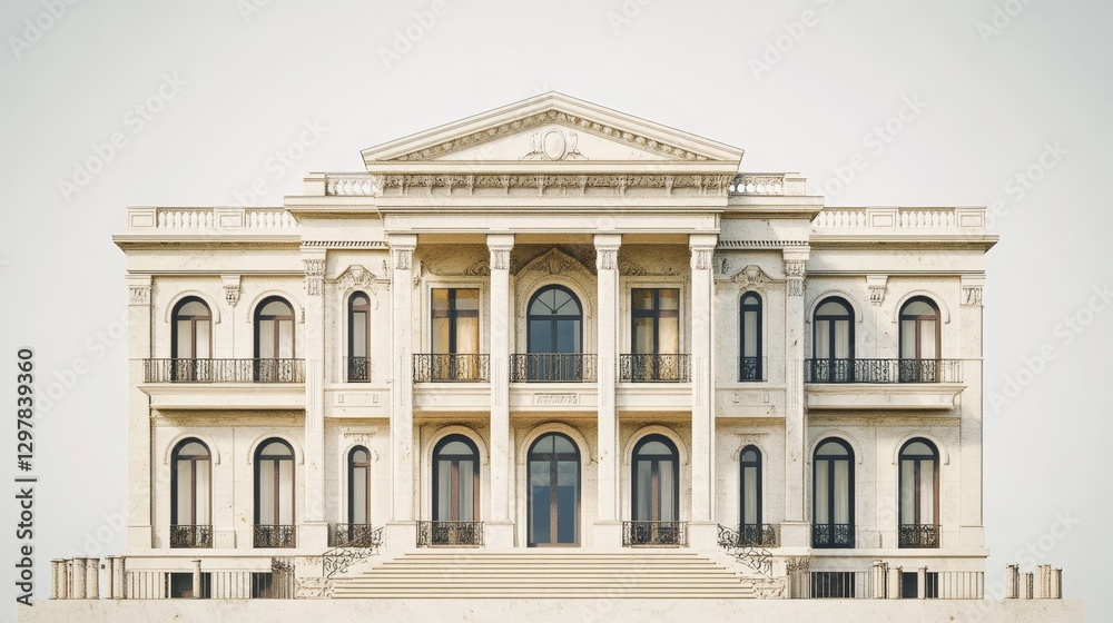 Picture of Azerbaijan building. Azerbaijani construction against white backdrop.