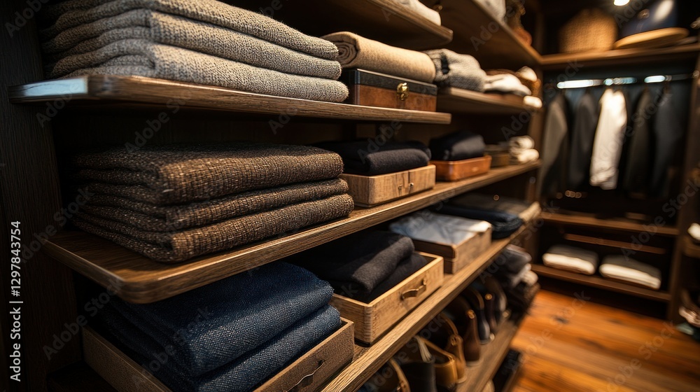Organized Clothing Display in Custom Closet Organized Clothing Display in Custom Closet